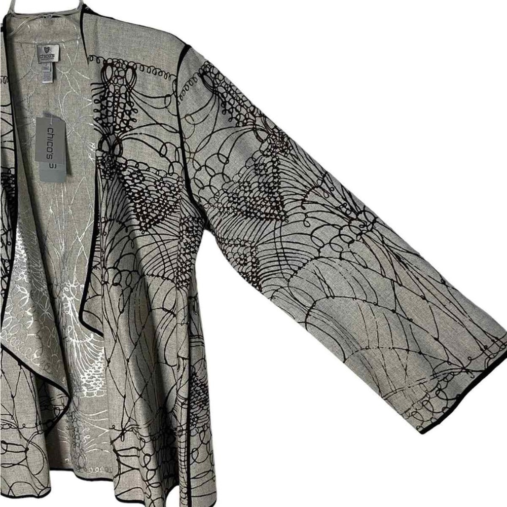 Jacket Swing Grey Silver Script Cascade Reversebl… - image 6